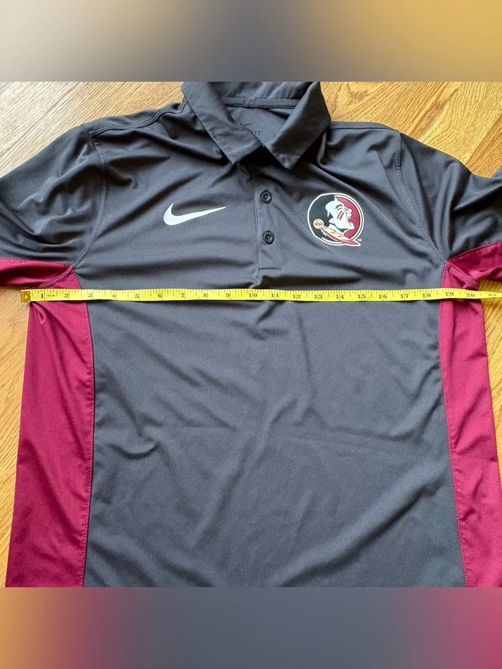 Nike Dri-Fit Florida State University FSU Gray Garnet Polo Football Game Sz M